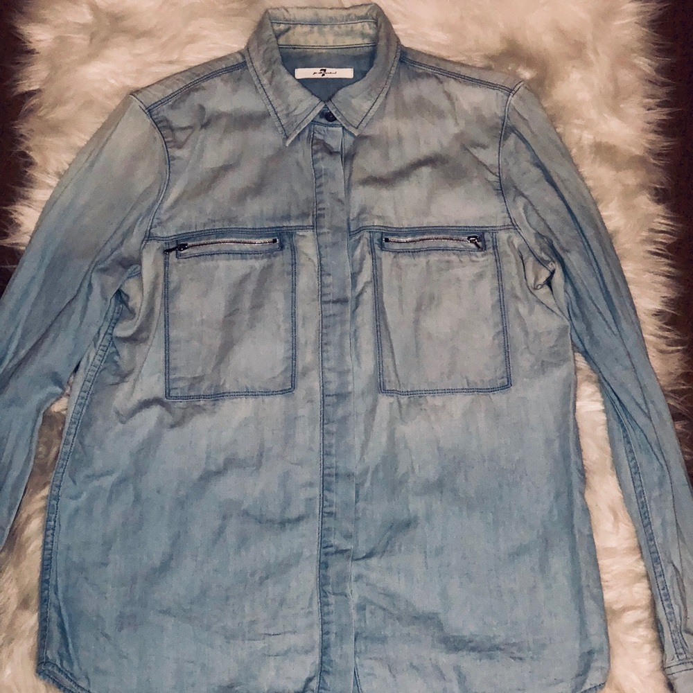 7 for all mankind denim boyfriend shirt